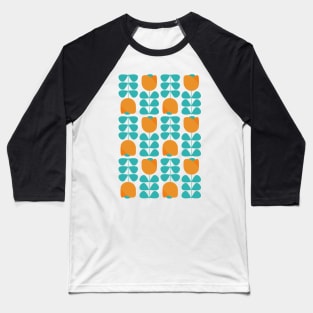 Retro Geometric Floral Pattern 1 in Teal and Orange Baseball T-Shirt